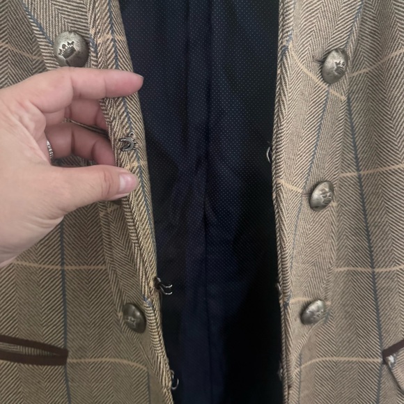 The Extreme Collection British Chic women's Brown Plaid Double-Breasted Coat 38 - Picture 5 of 9